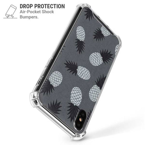 Black and White Pineapples iPhone XS Max Clear Case
